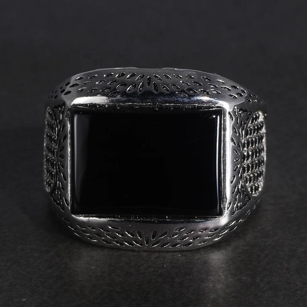 Real Pure 925 Sterling Silver Rings Retro Vintage Cool Turkey Ring For Men Mens Rings With Stones Turkish Jewelry Anel Masculino - GQTORCH Jewelry