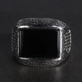 Real Pure 925 Sterling Silver Rings Retro Vintage Cool Turkey Ring For Men Mens Rings With Stones Turkish Jewelry Anel Masculino - GQTORCH Jewelry