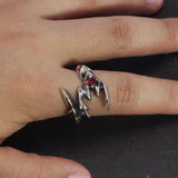 Solid 925 Sterling Silver Jewelry Mens Ring With Garnet Natural Stone Scorpion Male Openning Ring - GQTORCH Jewelry