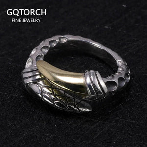 Real Solid 925 Sterling Silver Rings For Men Women Dragon Claws Shaped Vintage Punk Rock Small Tail Rings Adjustable 5 6 7 - GQTORCH Jewelry