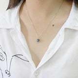 Real Pure 925 Sterling Silver Labradorite Pendant Necklace With Box Chain Simple Elegant Natural Gemstone Collier For Women - GQTORCH Jewelry