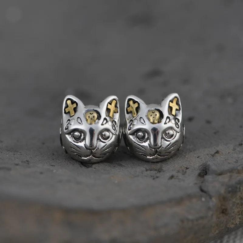 Real Pure 925 Sterling Silver Cat Rings For Women Animal Ring And Pendant Vintage Retro Style Fine Jewelry - GQTORCH Jewelry