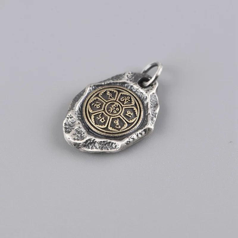 Real Pure 925 Sterling Silver Women and Men Pendant Retro Jewelry Six Words Mantra Auspicious Safely Pendant Talisman Amulet - GQTORCH Jewelry