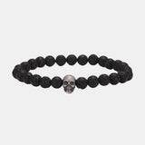 Vintage 925 Sterling Silver Skull Beaded Bracelet Natural Tiger Eye Agate Stone Beads Men Women Couple Fine Jewelry - GQTORCH Jewelry