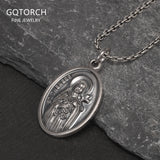 S925 Sterling Silver St Therese of Lisieux Catholic Saint Medal Pendant Necklace for Women Retro Religion Jewelry
