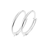 Solid 999 Sterling Silver Simple Push-pull Bracelet Women and Kids Smooth Minimalist Jewelry First Birthday Gift - GQTORCH Jewelry