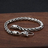 Thai Silver Bracelets with Vajry Pestle Clasp Six Words Mantra Braided Hemp Bracelet for Men and Women 925 Silver Jewelry - GQTORCH Jewelry