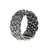 S925 Sterling Silver 2-Thread Braided Ring Viking Band Adjustable Size 7-10 Handmade Jewelry - GQTORCH Jewelry