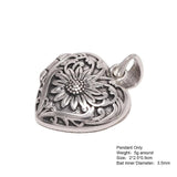 Sunflower Heart Shaped Locket Necklace That Holds Pictures Photo Keep Someone Near to You 925 Sterling Silver Custom Jewelry - GQTORCH Jewelry