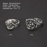 Vintage Thai Silver Cubic Rose Rings 100% Genuine 925 Sterling Silver Party Flowers Rings For Women Floral Elegant Jewelry - GQTORCH Jewelry