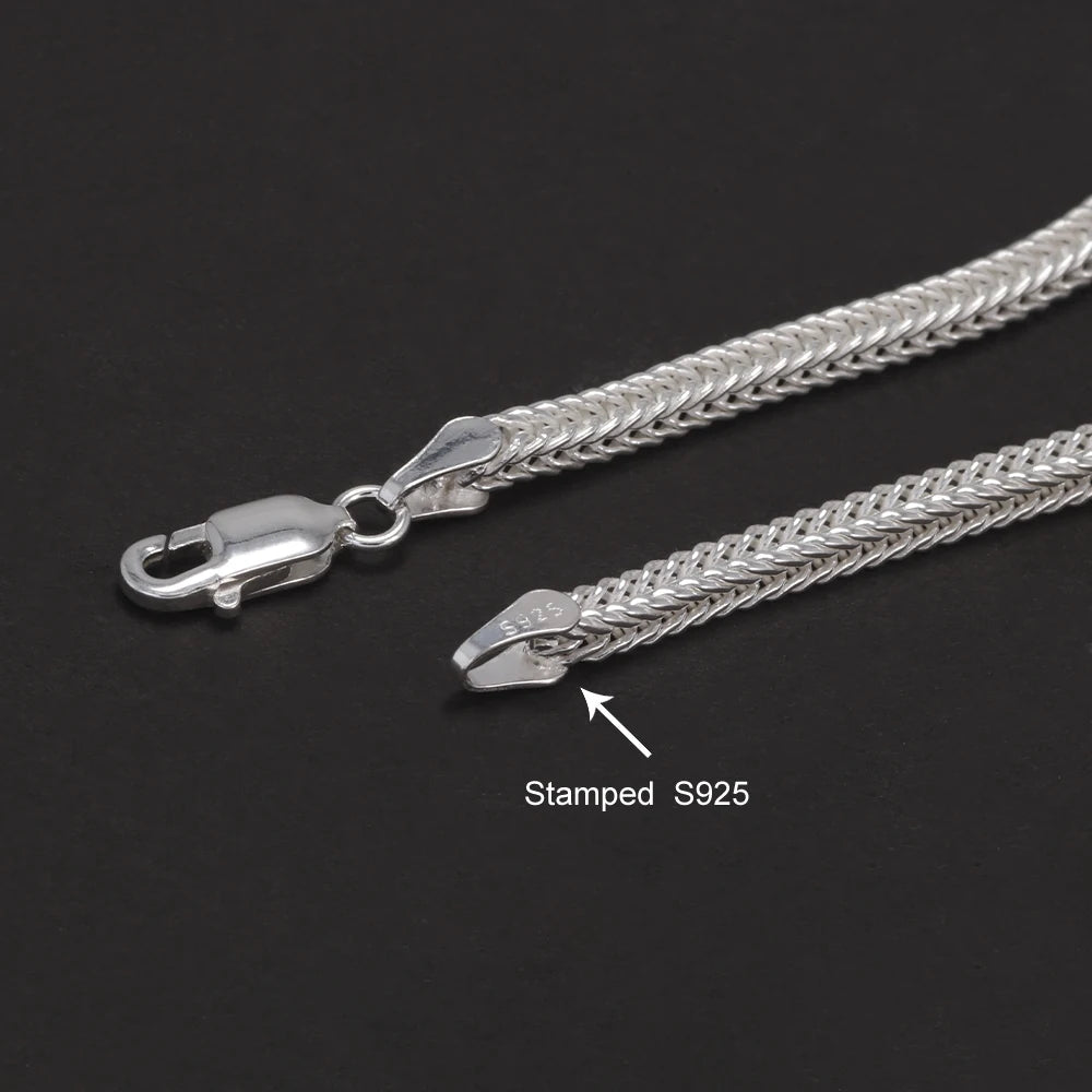 2.8mm 925 Sterling Silver Fox Tail Chain Bracelet for Men Women High Polished Classic Bracelet Simple Trendy Jewelry Accessories