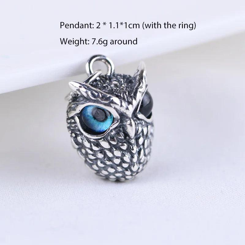 Real 925 Sterling Silver Demon Eye Owl Ring For Women Girl Lovers Retro Animal Open Adjustable Ring Statement Ring Jewelry Gift - GQTORCH Jewelry