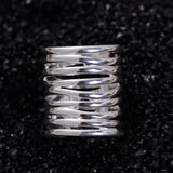 Real Pure 925 Sterling Silver Braided Rings For Women Vintage Twisted Wide Rings Aneis Feminino - GQTORCH Jewelry