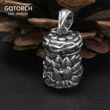 Real 925 Sterling Silver Buddha Lockets Floating Mantra Lotus Pendants Openable Antique Buddhist Prayer Box Talisman Amulet - GQTORCH Jewelry