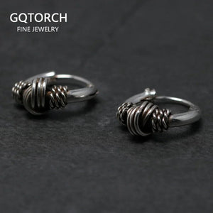 10mm Ear Bone Earrings 925 Sterling Silver Hoop Earrings For Women Ear Buckle Small Earlobe Earrings Mens Retro Punk Jewelry - GQTORCH Jewelry