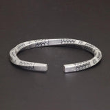 Solid 999 Sterling Silver Constellation Symbol Twisted Bracelet Carved Mobius Open Men Women Bangle Antique Ethnic Jewelry - GQTORCH Jewelry