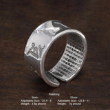 Real 999 Pure Silver Buddhist Mantra Rings for Men and Women Prajnaparamita Hrdaya Sutra Adjustable Religion Jewellery - GQTORCH Jewelry
