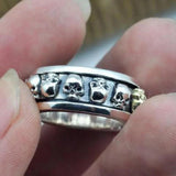 S925 Sterling Silver Rotating Spinner Skull Mens Rings Retro Punk Rock Style Aneis Vintage Fine Jewelry - GQTORCH Jewelry