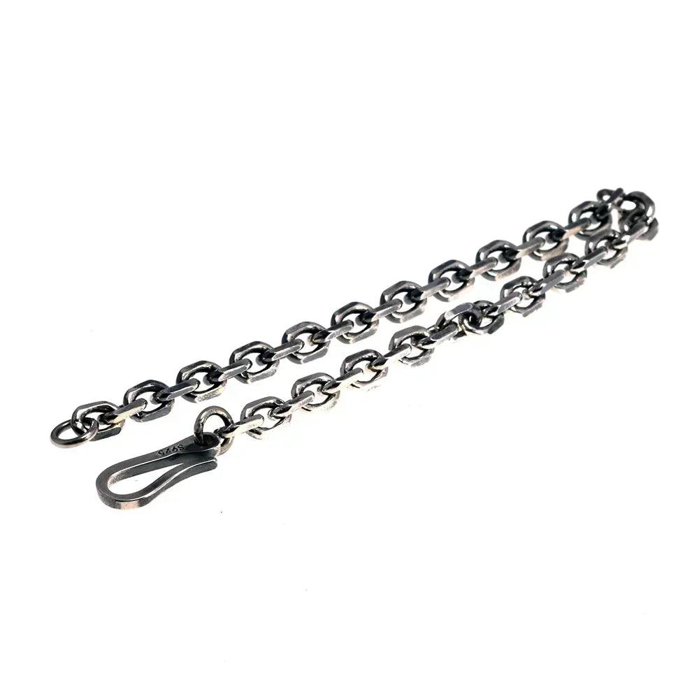 Thin Silver Bracelet Mens Womens Vintage Punk Link Chain 925 Sterling Silver Bracelets Simple Design With Hooks Bileklik - GQTORCH Jewelry