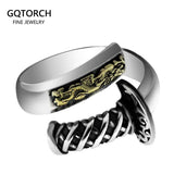 Real Pure 925 Sterling Silver Katana Finger Ring Biker Animal Jewelry Flying Dragon Rings For Men - GQTORCH Jewelry