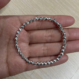 Real Pure 999 Sterling Silver Elastic String Faceted Beads Bracelet For Ladies Kids Minimalism Jewelry - GQTORCH Jewelry