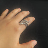 S925 Sterling Silver Thai Silver Vintage Silver Womens Ring Fashion Snake Punk Open Index Finger Ring - GQTORCH Jewelry