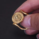 Queen Elizabeth Flipping Silver Coin Reversible Ring Women 925 Sterling Silver Gold Plated US Size 7 Rotating Vintage Jewelry - GQTORCH Jewelry