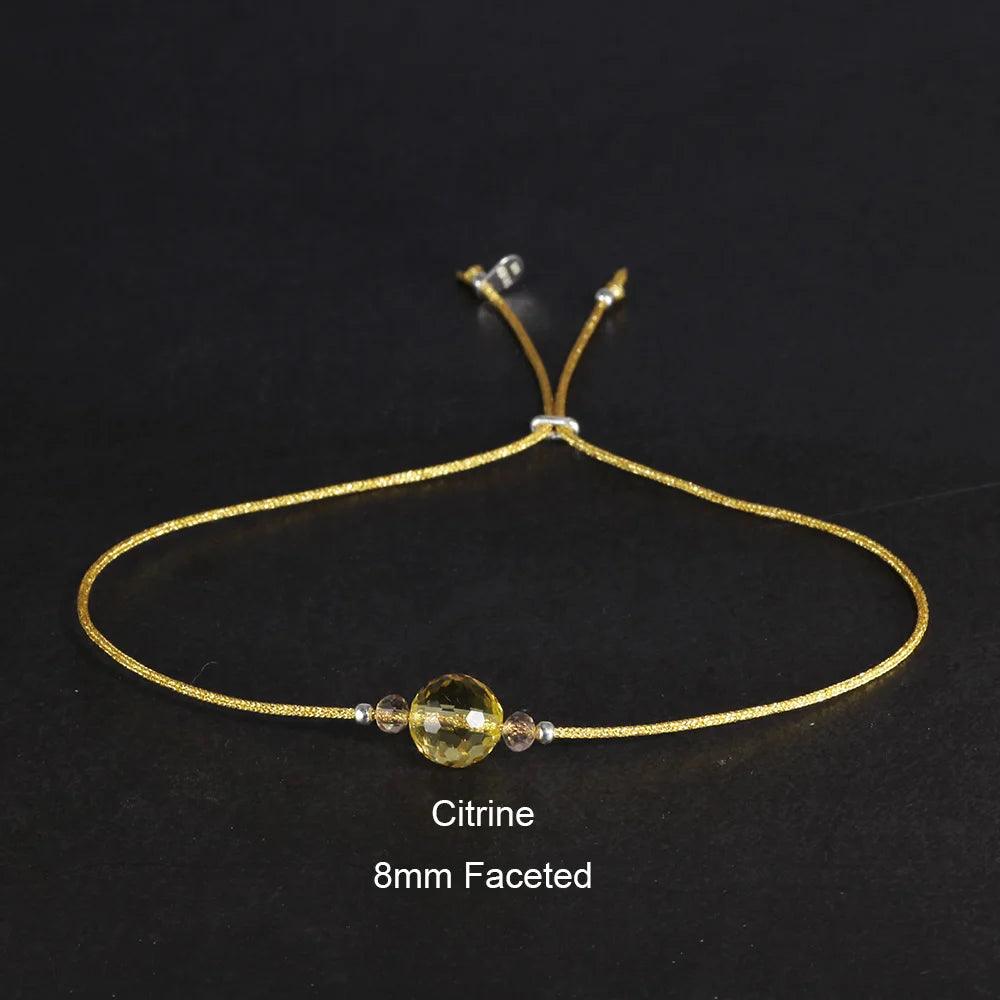 Handmade Moonstone Bracelet Thin Rope With Natural Crystal 925 Sterling Silver Beads Personalized Bracelets For Women - GQTORCH Jewelry