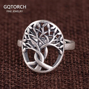 Real 925 Sterling Silver Tree of Life for Women Hollow Design Rings Earrings Pendant Jewelry Set Antient Viking Jewelry - GQTORCH Jewelry