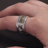 925 Sterling Silver Six Word Mantra Vajra Ring for Men Women Auspicious Knot Vintage Retro Buddhist Spiritual Protection Jewelry