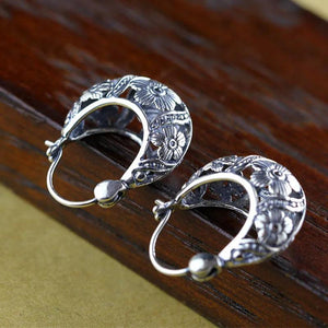 Vintage Real 925 Sterling Silver Earrings For women Basket Shaped Hollow Flower Design Brincos Fine Jewelry - GQTORCH Jewelry