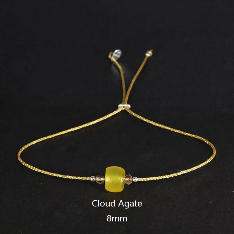 Handmade Moonstone Bracelet Thin Rope With Natural Crystal 925 Sterling Silver Beads Personalized Bracelets For Women - GQTORCH Jewelry
