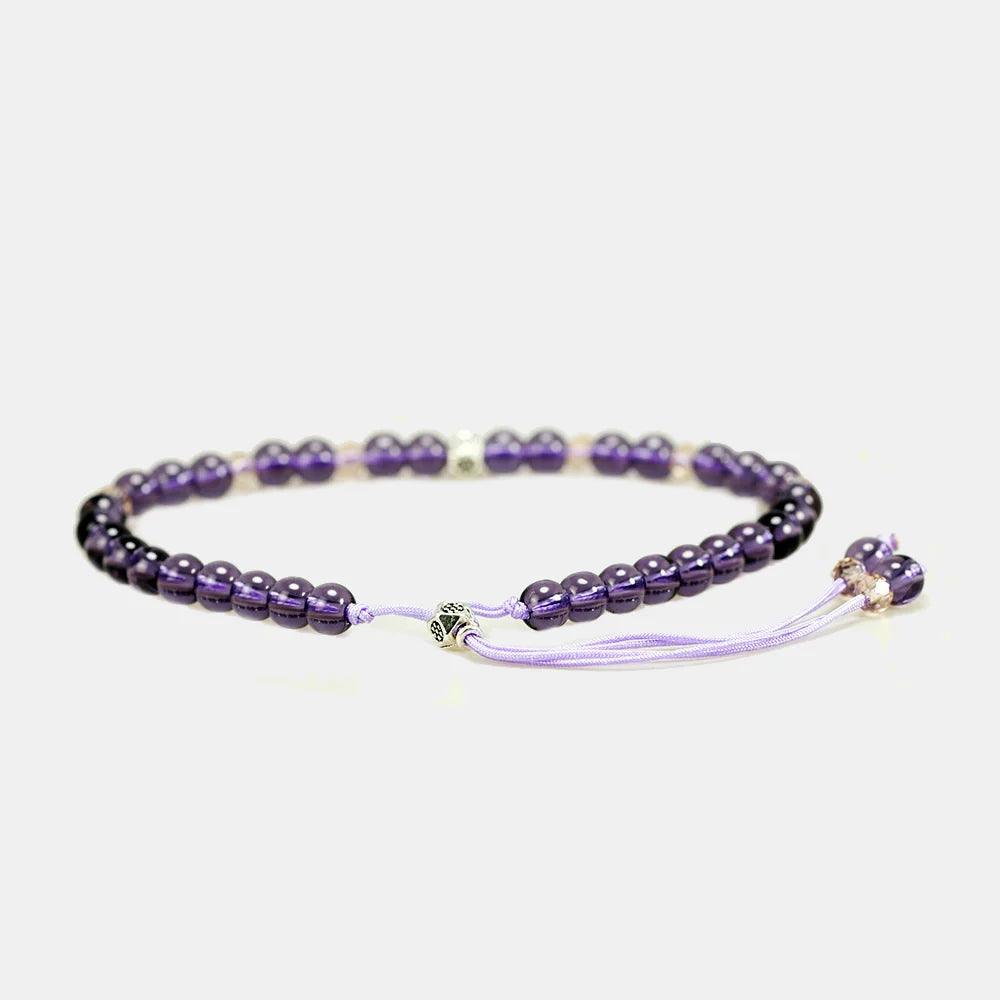 Natural Amethyst Beads Bracelet For Women Lace-up Adjustable 4mm Small Yoga Crystal Beads Stretch Bracelet Pulseira Masculina - GQTORCH Jewelry