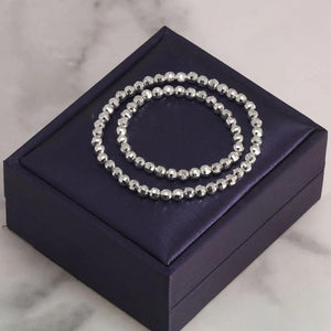 Real Pure 999 Sterling Silver Elastic String Faceted Beads Bracelet For Ladies Kids Minimalism Jewelry - GQTORCH Jewelry