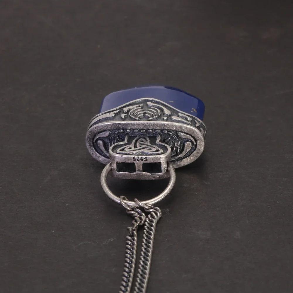 The Vampire Originals Diaries Mikaelson Pendant Necklace 925 Sterling Silver with Natural Lapis Freya's Talisman Inspired Charm - GQTORCH Jewelry