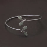 925 Sterling Silver Leaf Open Cuff Bracelet Earrings with Opal Jewelry Set for Girl Women Vintage Elegant Trendy Style
