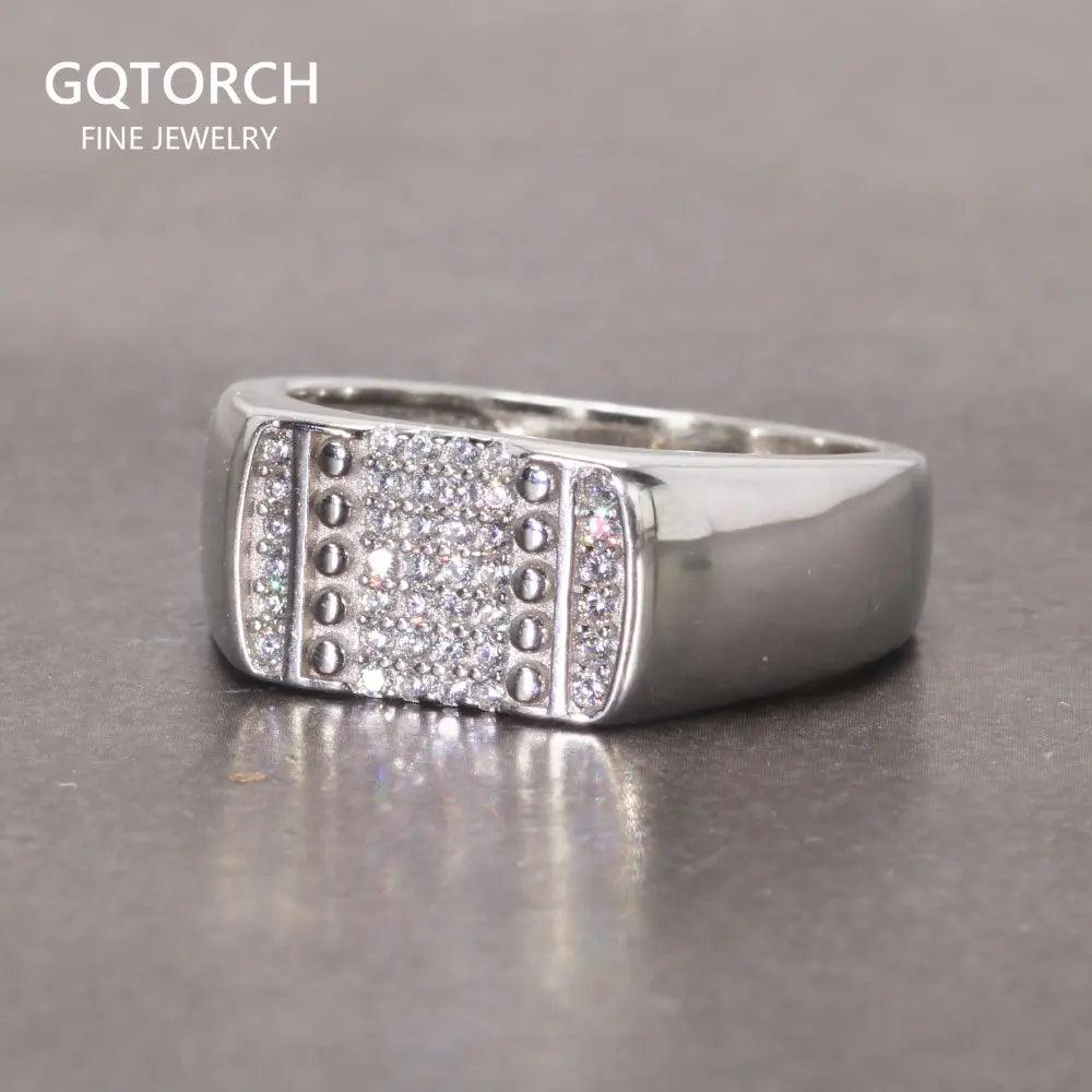 Sterling Silver Rings With Stones Simulated Diamond Anniversary Male Engagement Rings High Quality - GQTORCH Jewelry