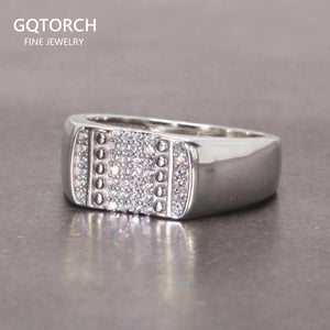 Sterling Silver Rings With Stones Simulated Diamond Anniversary Male Engagement Rings High Quality - GQTORCH Jewelry