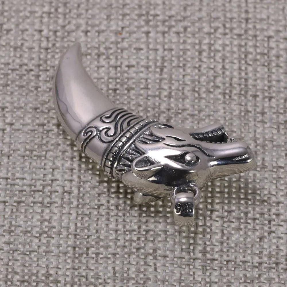 Thai Silver Wolf Tooth Pendant Genuine 925 Sterling Silver Necklaces Pendants For Men Steampunk Vintage style Men Jewelry - GQTORCH Jewelry
