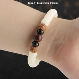 Tibetan Buddhism Mala Beads Bracelet With Rudraksha Vajra Natural White Bodhi Seed Prayer & Yoga Meditation OM Jewelry - GQTORCH Jewelry