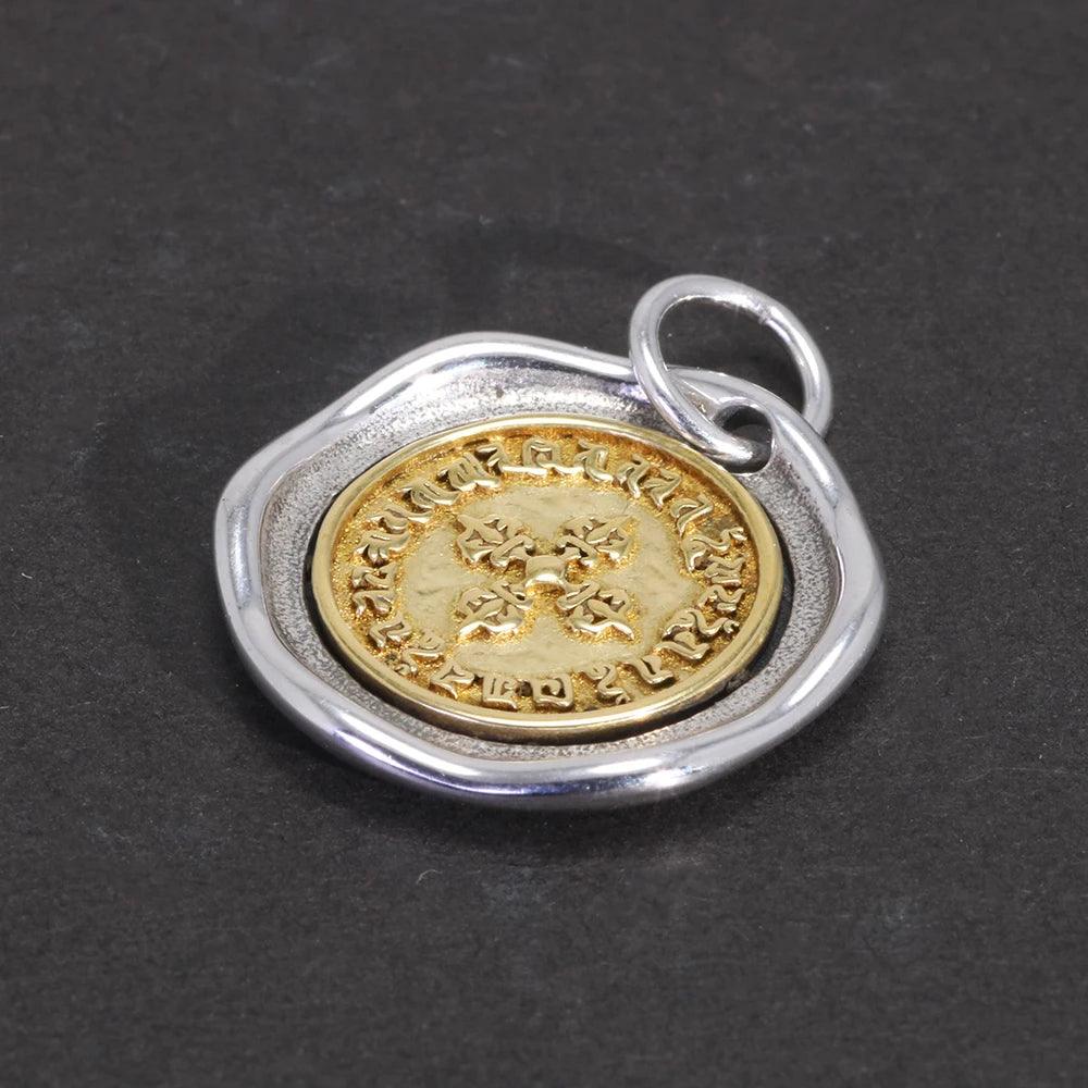 Real Pure 925 Sterling Silver Vajra Pestle Pendant Necklace for Men and Women Round Shape Gold Vermeil Amulet Jewelry - GQTORCH Jewelry