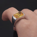 925 Sterling Silver Gemstone Signet Ring for Women 18k Gold Plated Citrine Pink Quartz Simple Fashion Party Jewelry Accessories