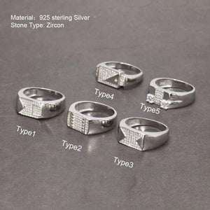 Sterling Silver Rings With Stones Simulated Diamond Anniversary Male Engagement Rings High Quality - GQTORCH Jewelry