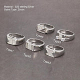 Sterling Silver Rings With Stones Simulated Diamond Anniversary Male Engagement Rings High Quality - GQTORCH Jewelry