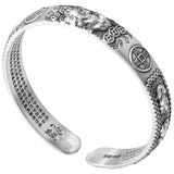 Solid S999 Sterling Silver Brave Troops Bangle for Women and Men Bring In Wealth and Treasure Bracelet Buddhist Jewelry - GQTORCH Jewelry