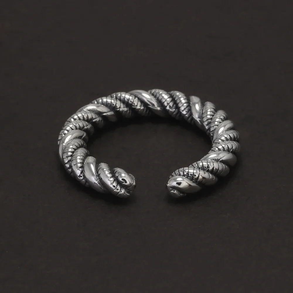 925 Sterling Silver Twisted Ring for Women Men Adjustable Braided Twist Rope Rings Simple Retro Fashion Handmade Party Jewelry