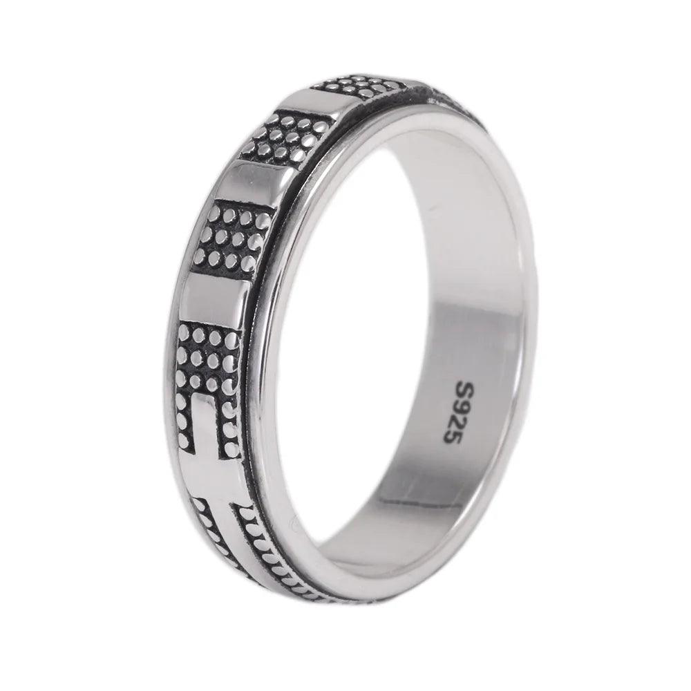 Solid 925 Sterling Silver Rotatable Cross Rings for Men and Women Size 5-13 Christian Jewelry - GQTORCH Jewelry