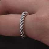 925 Sterling Silver Twisted Ring for Women Men Adjustable Braided Twist Rope Rings Simple Retro Fashion Handmade Party Jewelry