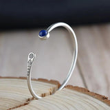 Real 925 Sterling Silver Women Cuff Bracelets Bangle Fish Engraved Natural Lapis Inlaid Tibetan Buddhism Jewelry - GQTORCH Jewelry