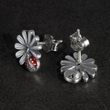 Real Sterling Silver 925 Earrings Sweet Cute Daisy & Insects Earrings For Women Ladies Fine Jewellery Bijoux - GQTORCH Jewelry